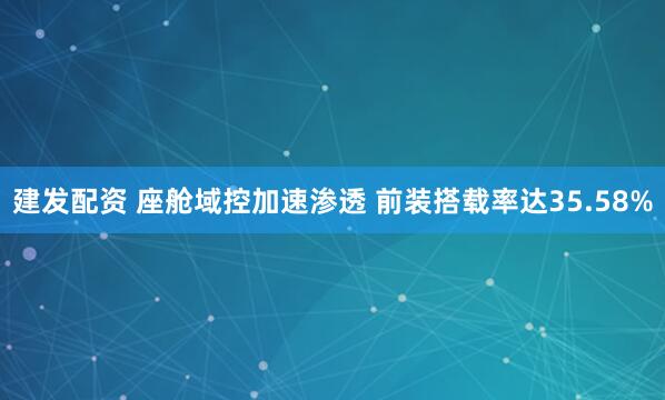 建发配资 座舱域控加速渗透 前装搭载率达35.58%